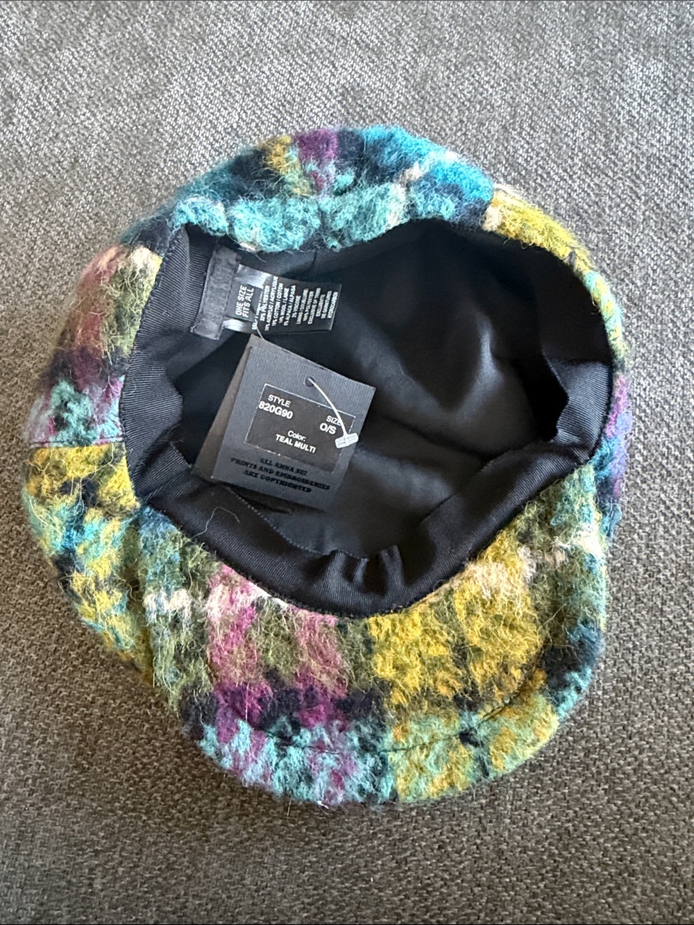 Anna Sui Colorful Multicolor Fuzzy Wool Newsboy Cap - Picture 4 of 4
